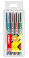 Tintenroller STABILO® worker®+ colorful, 0,5 mm, Kunststoffetui mit 4 Stiften